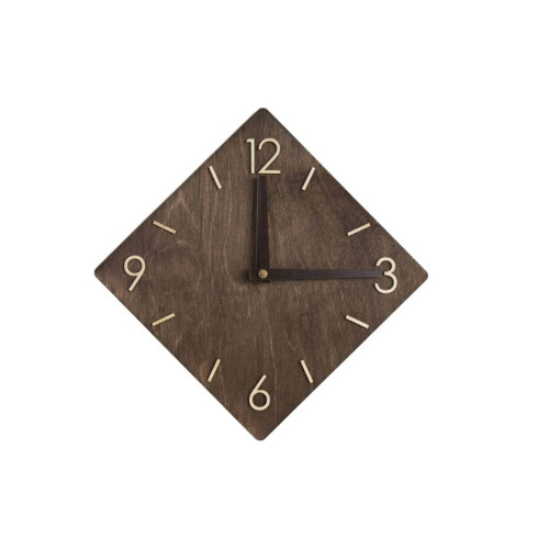 Diamond shaped wooden wall clock