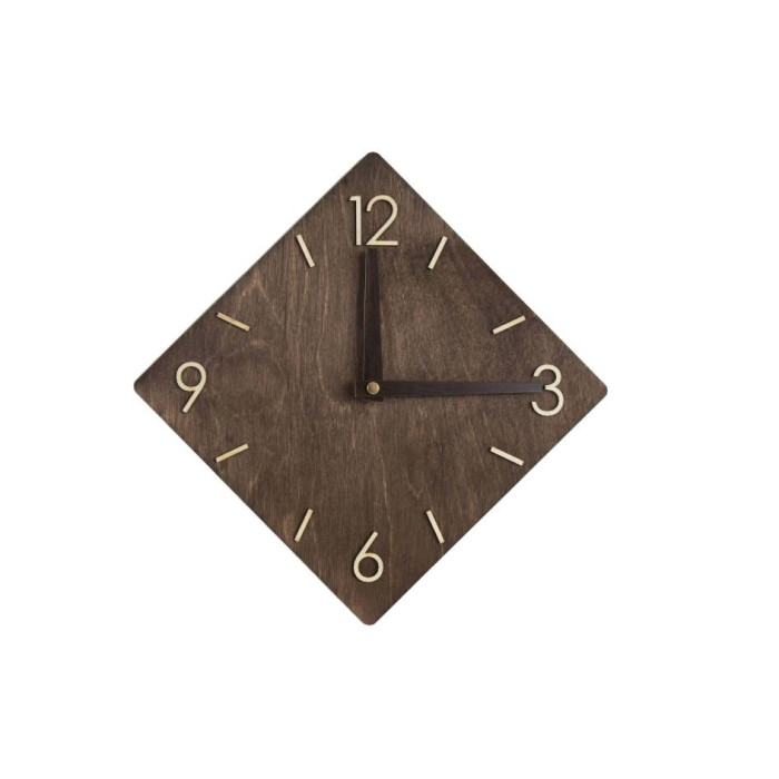 Diamond shaped wooden wall clock