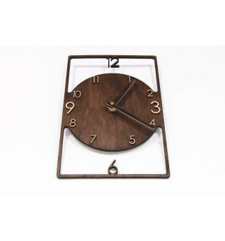 Stačiakampio formos medinis sieninis laikrodis "Laikas"