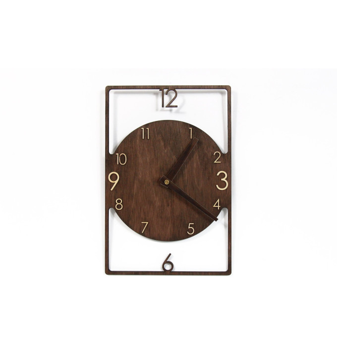 Stačiakampio formos medinis sieninis laikrodis "Laikas"