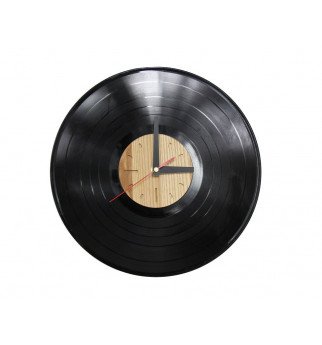 Medžio ir vinilinių plokštelių laikrodis "Retro"