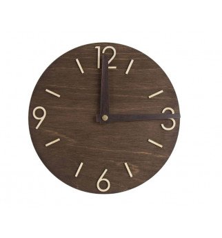 Tamsus apvalus medinis laikrodis