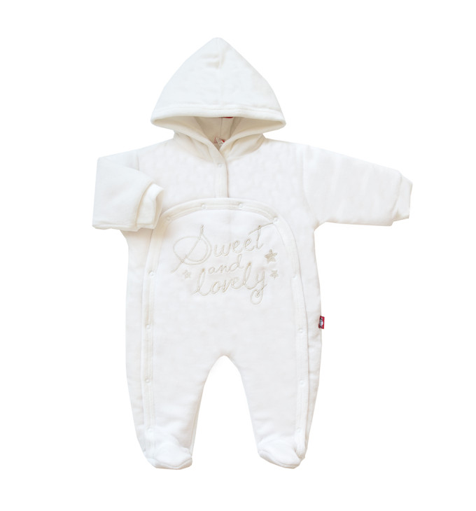 Baltas lauko kombinezonas su kapišonu 