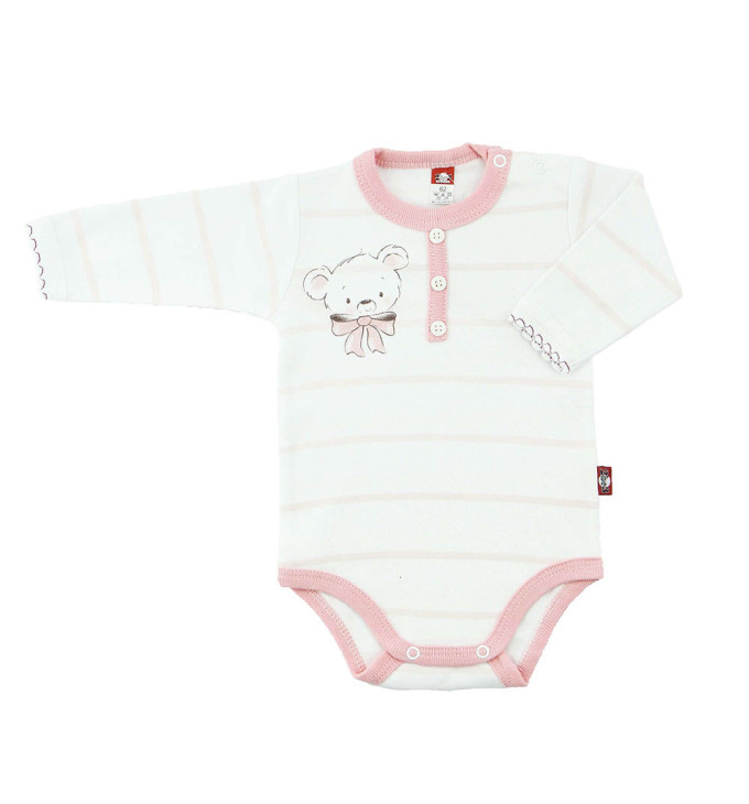 Baltas smėlinukas "Meškiukas" dekoruotas rožinėmis detalėmis