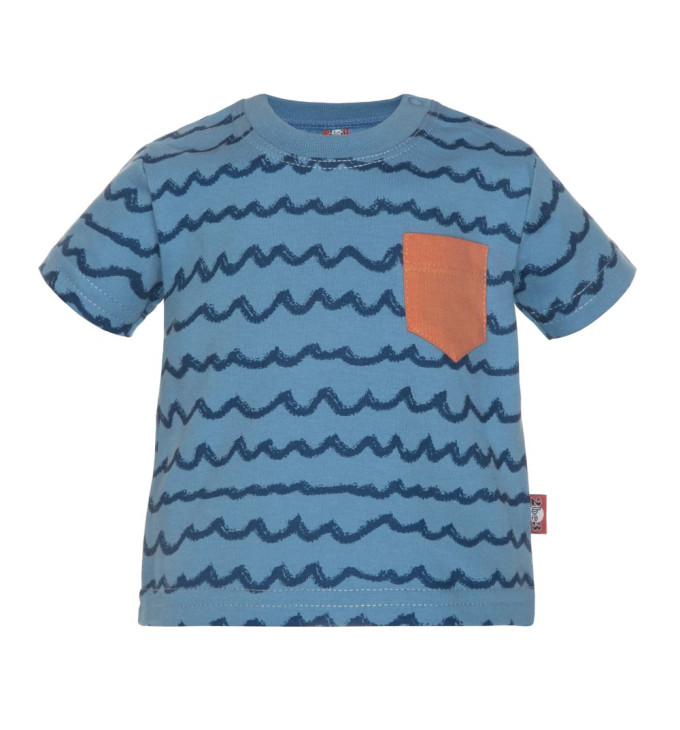 Bangelėmis puošti mėlyni marškinėliai trumpomis rankovėmis "Paplūdimys"