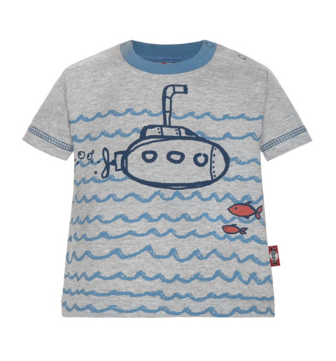 Bangelėmis puošti pilki marškinėliai trumpomis rankovėmis "Paplūdimys"