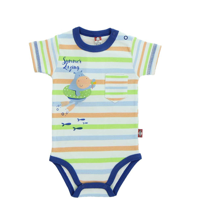 Dryžuotas smėlinukas mėlynomis detalėmis "Begemotukas"