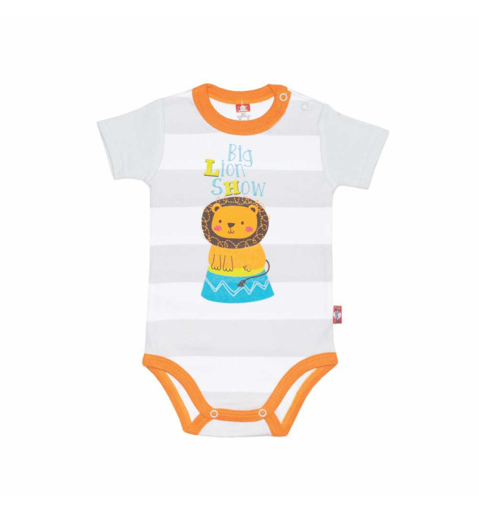 Dryžuotas smėlinukas trumpomis rankovėmis "Liūtukas"