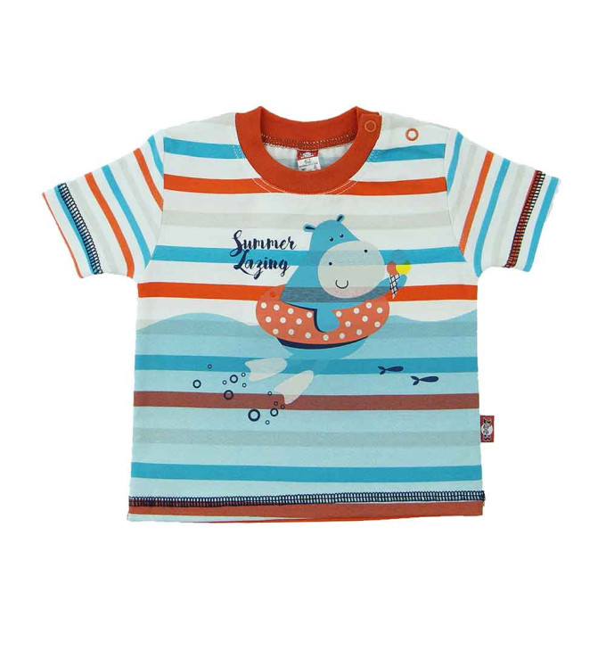 Dryžuoti marškinėliai trumpomis rankovėmis "Begemotukas"