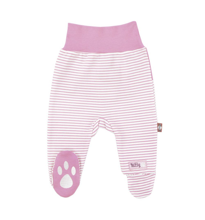 Dryžuotos rožinės kelnės su pėdutėmis "Mielas