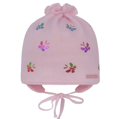 Pink baby hat „Drugelis“