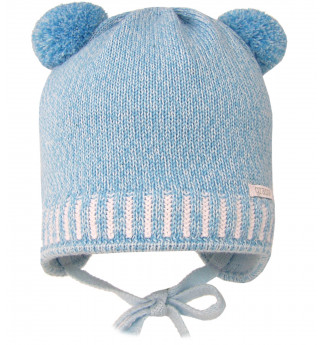 Mėlyna kepurė su bumbuliukais