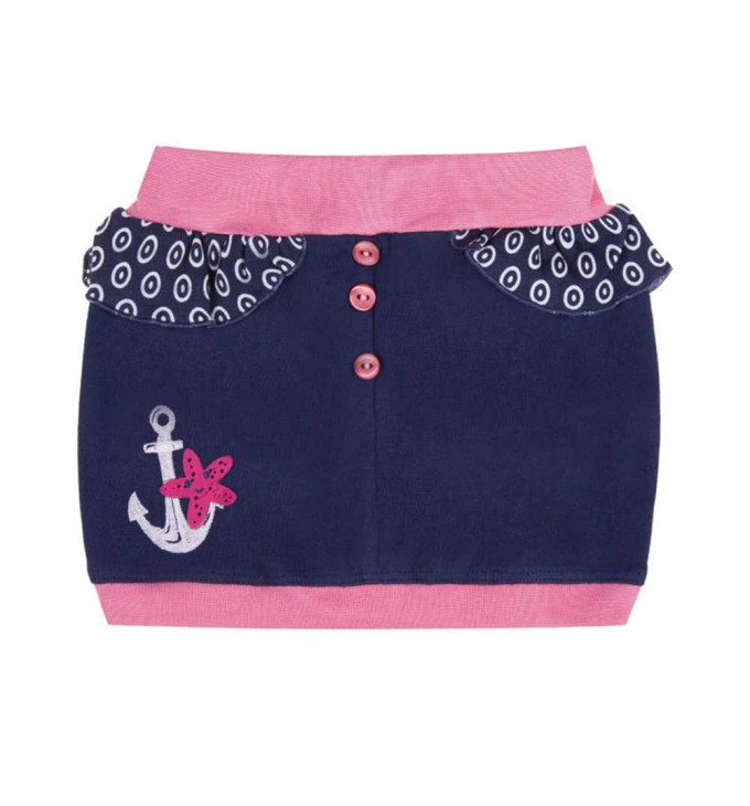 Mėlynas sijonas dekoruotas inkariuku "Paplūdimys"