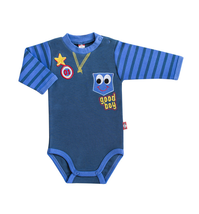 Mėlynas smėlinukas dryžuotomis rankovėmis "Vaikų lyga"