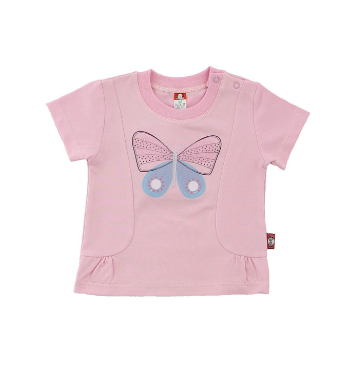 Pelenų rožinės spalvos marškinėliai "Drugelis"