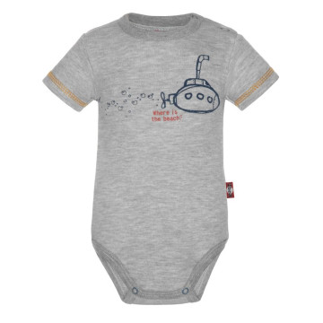Short-sleeve grey baby bodysuit „Beach“