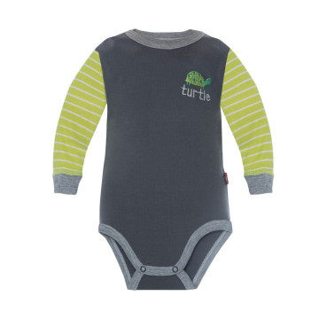 Gray romper with green sleeves „Little Turtle“