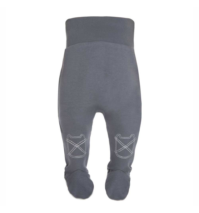 Pilkos spalvos kelnės su išsiuvinėjimu