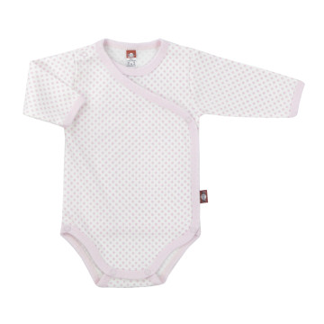 Pink baby bodysuit with side fastening