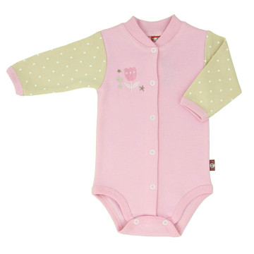 Pink romper with brown sleeves „Drambliukas“