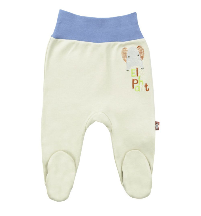 Smėlio spalvos kelnės su mėlyna juosta "Drambliukas"