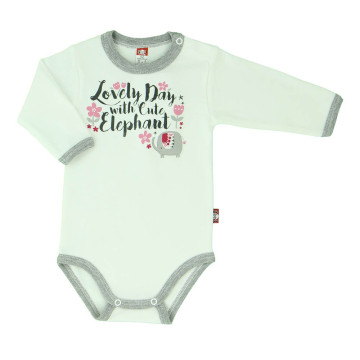 Sand-coloured baby bodysuit „Drambliukas“