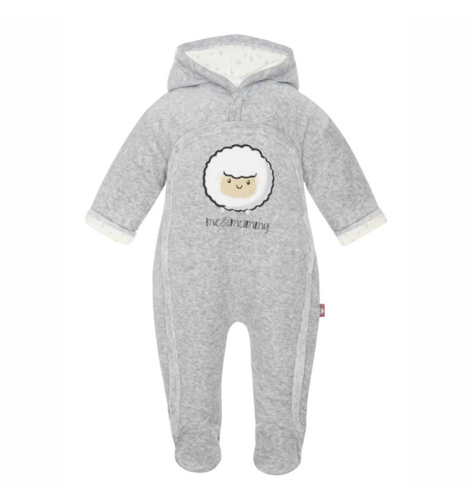 Šviesiai pilkas lauko kombinezonas su kapišonu "Avytė"