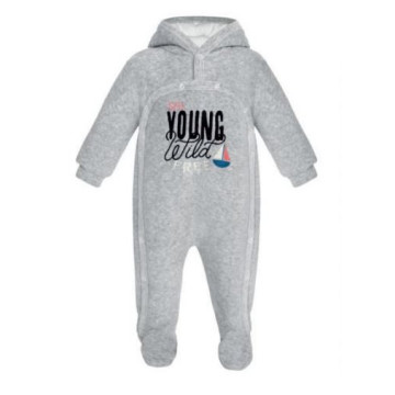 Light grey baby jumpsuit with a hood „Sea“