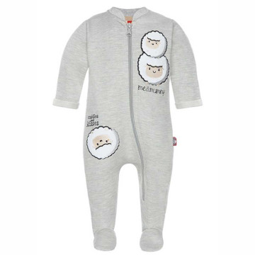 Light gray bodysuits with zipper „Little Lambs“
