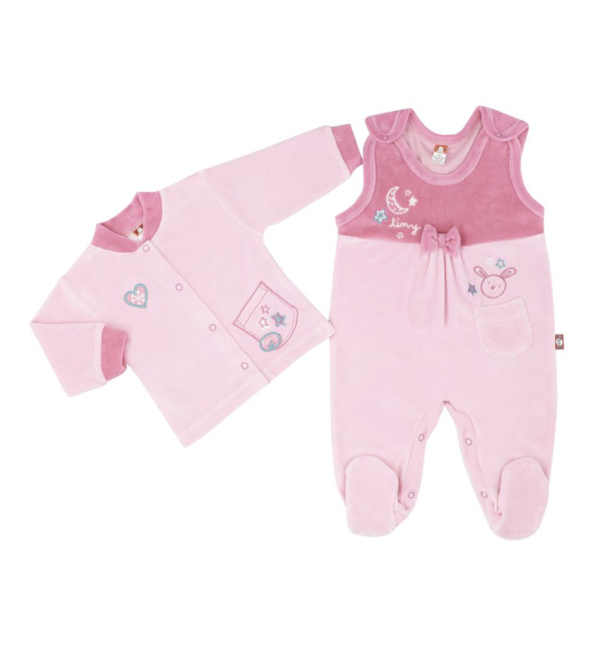 Veliūrinis marškinėlių ir šliaužtinukų rinkinukas "Kaspinėlis"