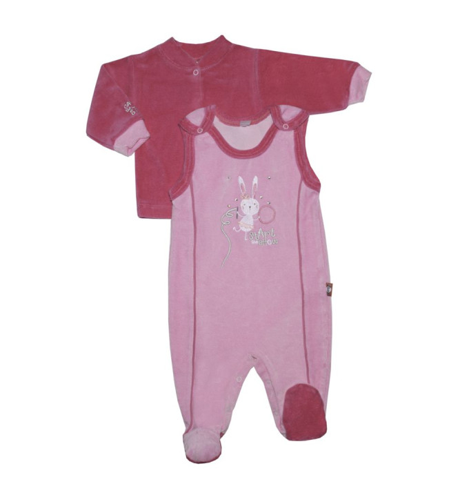 Veliūrinis marškinėlių ir šliaužtinukų rinkinukas "Kiškutis"