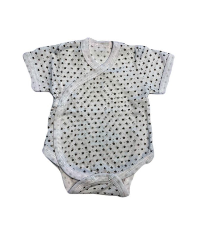 Vilaurita baltas smėlinukas trumpomis rankovėmis su žvaigždutėmis