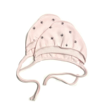Vilaurita pink baby hat with ties with reverse seams „Lizette“