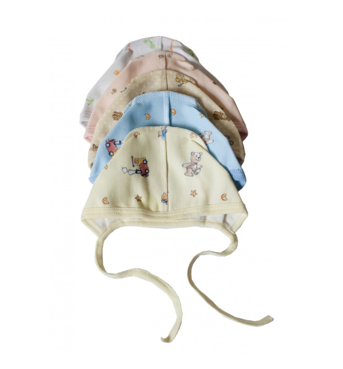 Vilaurita šilta kepuraitė išvirkšiomis siūlėmis su raišteliais