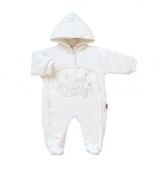 Baltas lauko kombinezonas su kapišonu 