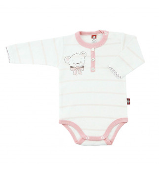 Baltas smėlinukas "Meškiukas" dekoruotas rožinėmis detalėmis