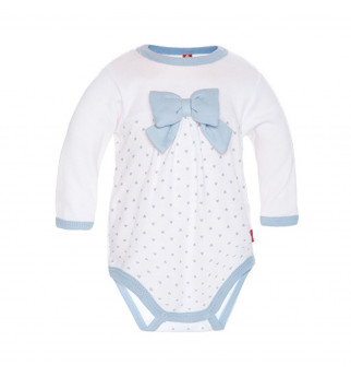 Baltas smėlinukas su melsvu kaspinėliu