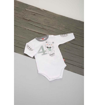 Baltas smėlinukas su meškiuko aplikacija "Vaikų lyga" 	