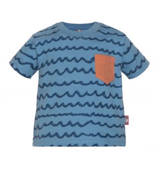 Bangelėmis puošti mėlyni marškinėliai trumpomis rankovėmis "Paplūdimys"