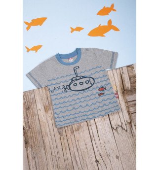 Bangelėmis puošti pilki marškinėliai trumpomis rankovėmis "Paplūdimys"