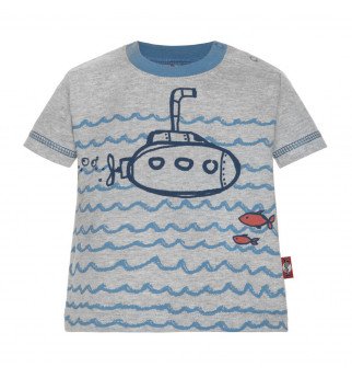 Bangelėmis puošti pilki marškinėliai trumpomis rankovėmis "Paplūdimys"