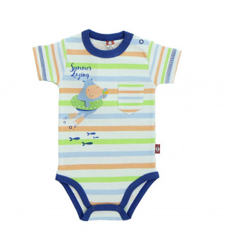 Dryžuotas smėlinukas mėlynomis detalėmis "Begemotukas"