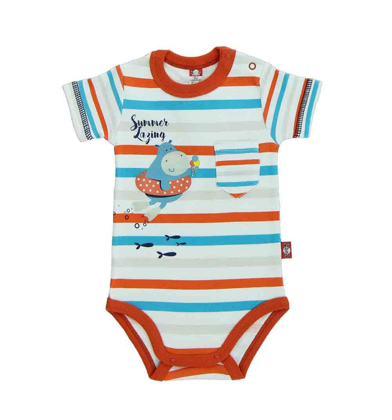 Dryžuotas smėlinukas raudonomis detalėmis "Begemotukas"