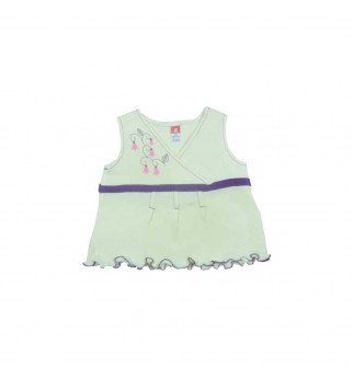 Kreminė suknelė su violetine juostele