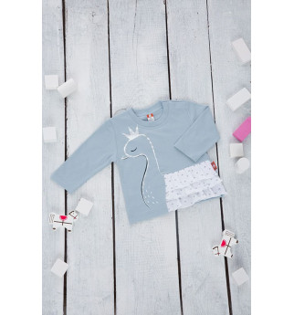 Melsvos spalvos marškinėliai ilgomis rankovėmis "Gulbė"