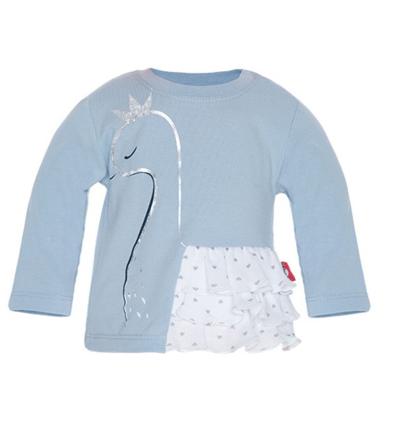 Melsvos spalvos marškinėliai ilgomis rankovėmis "Gulbė"