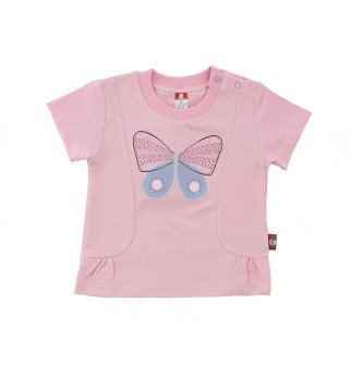 Pelenų rožinės spalvos marškinėliai "Drugelis"