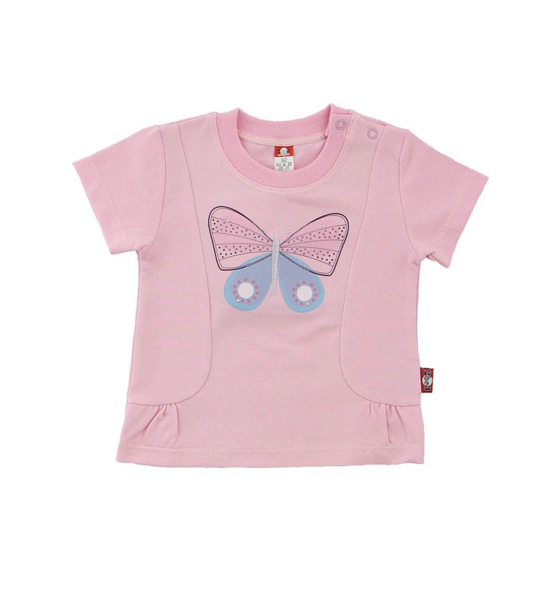 Pelenų rožinės spalvos marškinėliai "Drugelis"