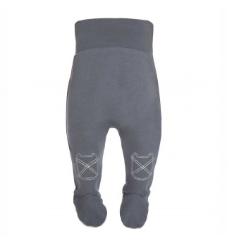 Pilkos spalvos kelnės su išsiuvinėjimu