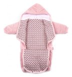 Rožinis lauko kombinezonas su kapišonu "Paukščiukas"